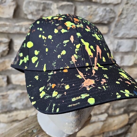 Neon Paint Splatter Back to the 80s Hat - Picture 2 of 2
